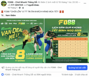 Hình ảnh thông báo hợp tác giữa FO88 và các thương hiệu F được đăng tải trên fanpage chính thức